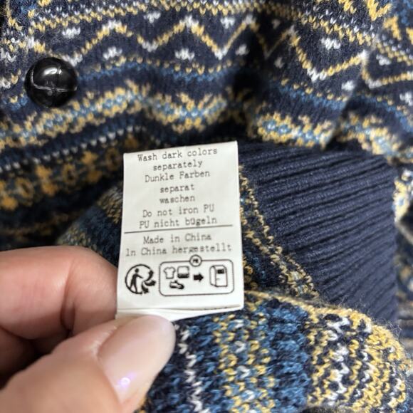 Paul Jones Button Up Cardigan Mens S Shawl Collar Pockets Navy Academia Grandpa - Picture 11 of 12